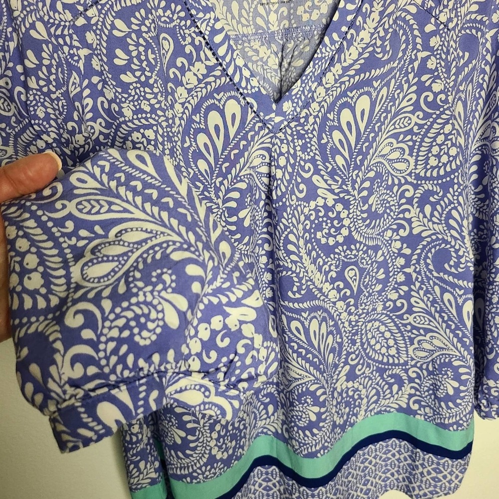 ST. JOHN'S BAY |  PAISLEY V-NECK BLOUSE | SIZE LARGE - Picture 6 of 8